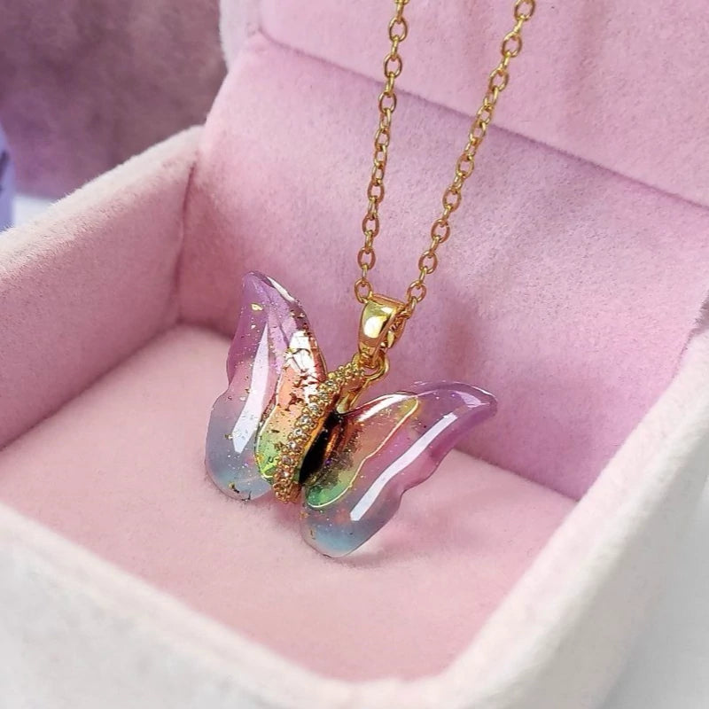 Colorful Butterfly Pendant Necklace