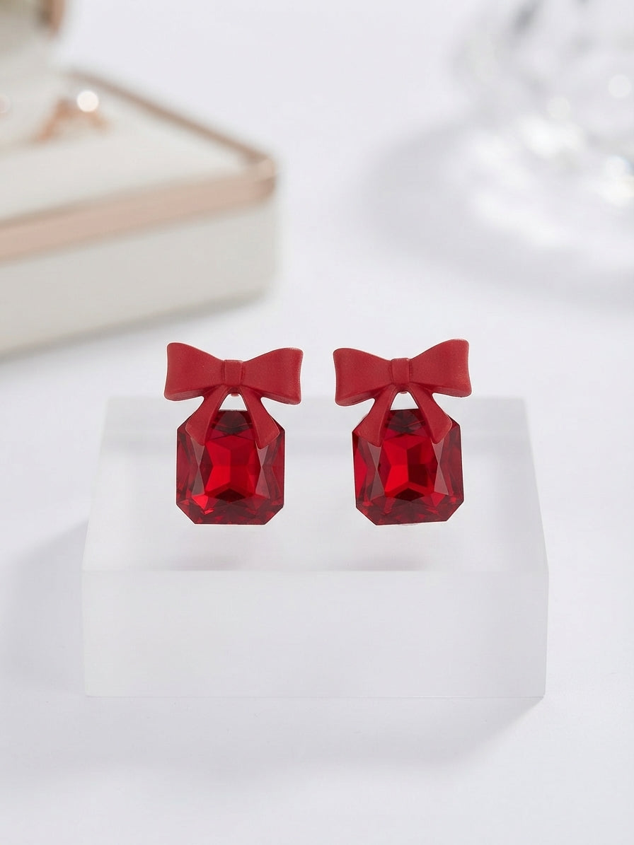 Cute Bow Crystal Statement Earrings