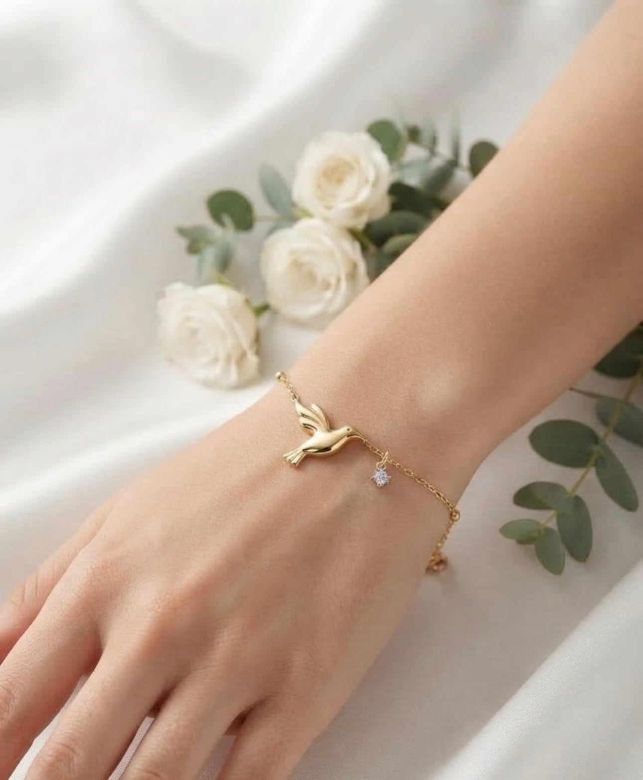 Hummingbird with Crystal Drop Bracelet