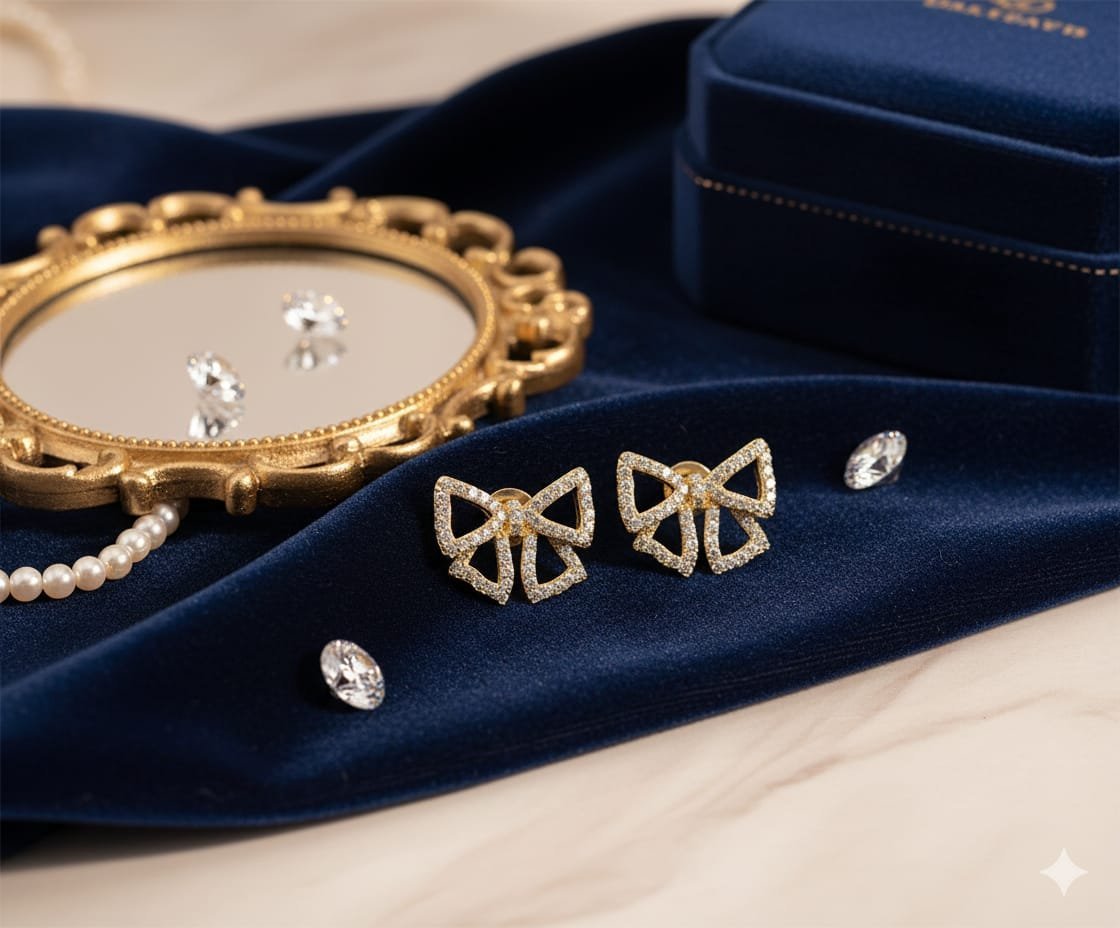 Dainty Bow Sparkle Studs