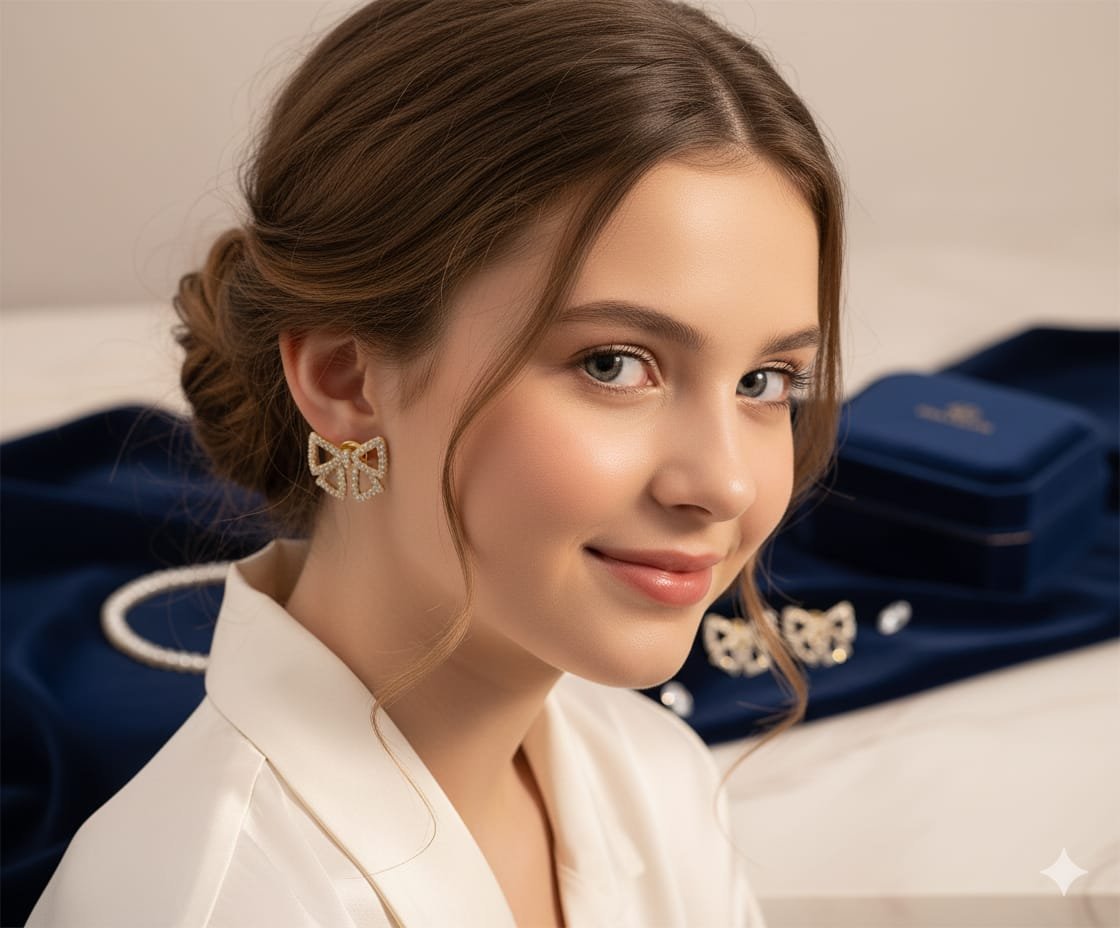 Dainty Bow Sparkle Studs