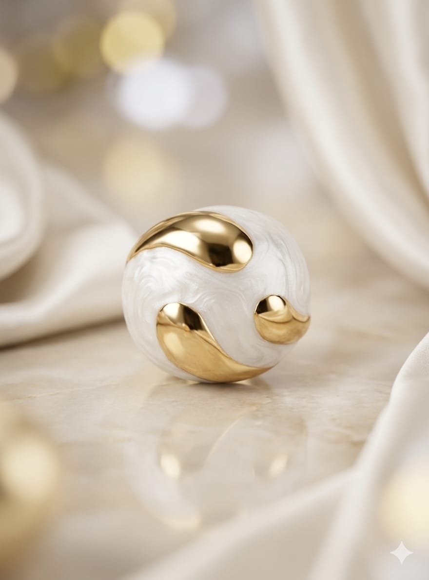 Pearl White Swirl Statement Ring