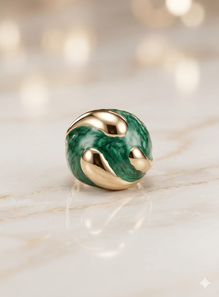 Malachite Green Wave Swirl Ring