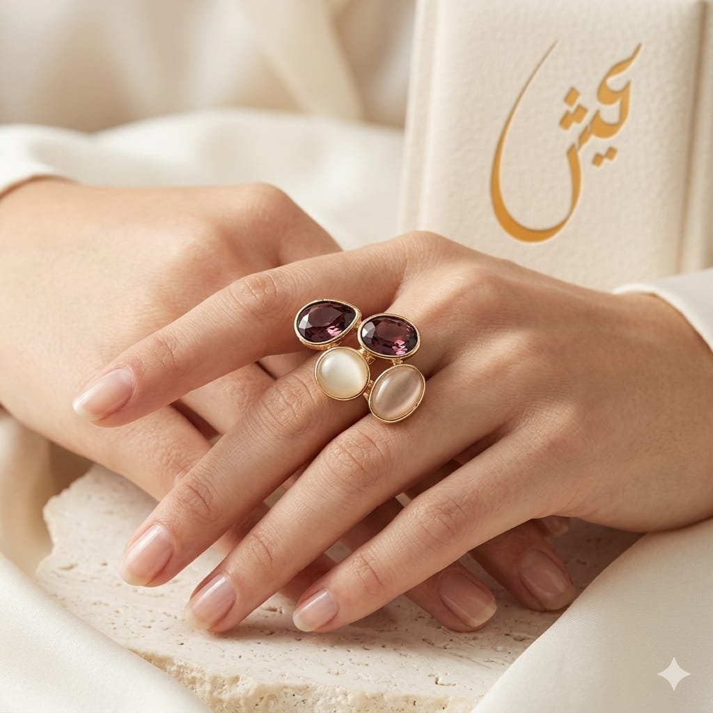 Plum Purple Cluster Statement Ring