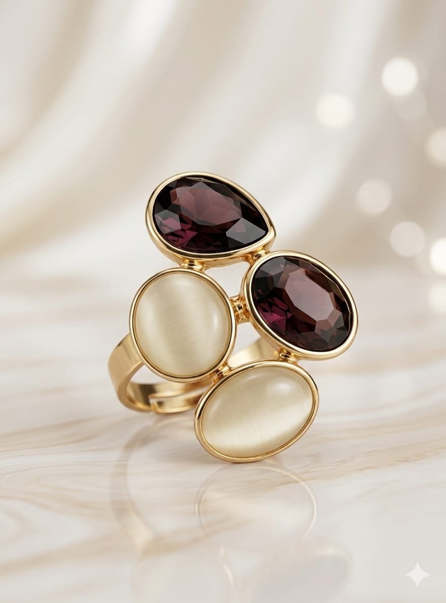 Plum Purple Cluster Statement Ring