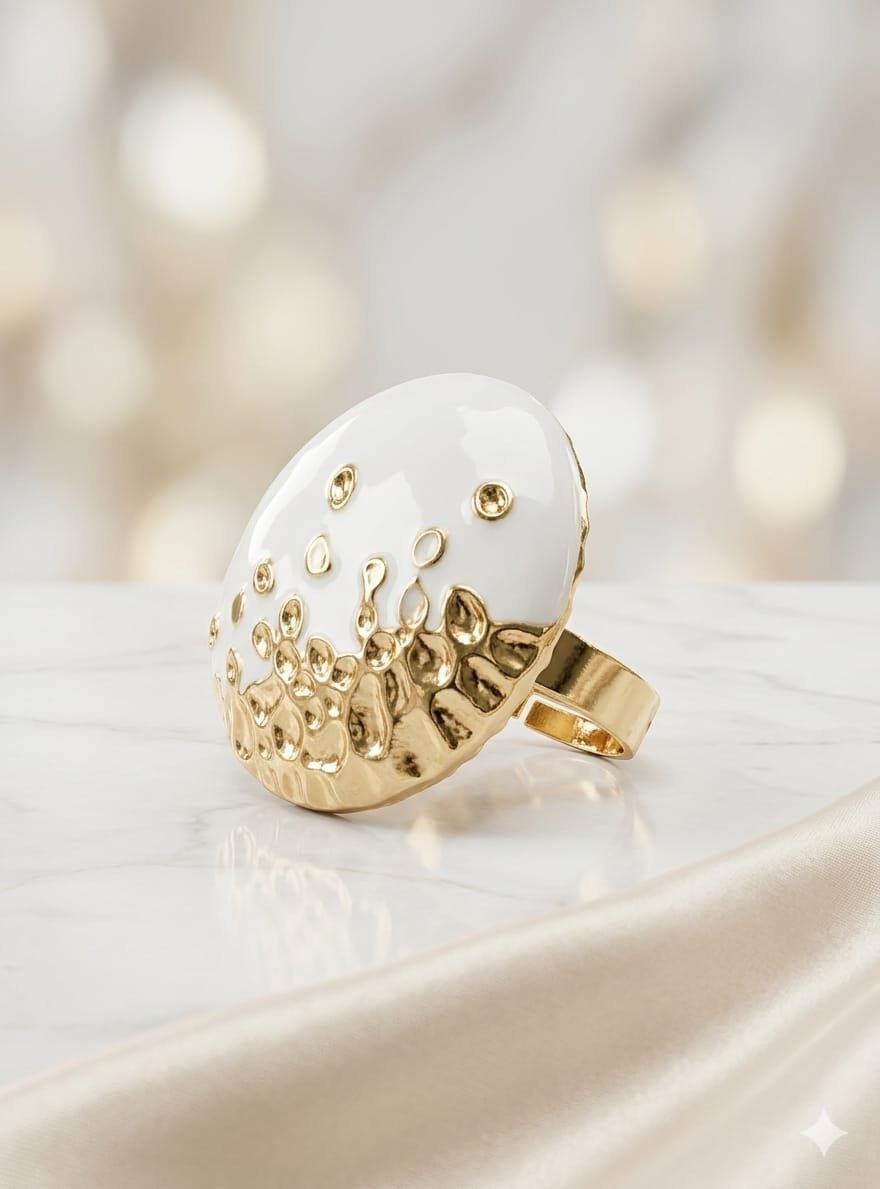 White Enamel Statement Ring