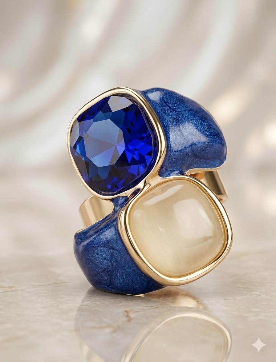 Royal Blue Cushion Resin Ring