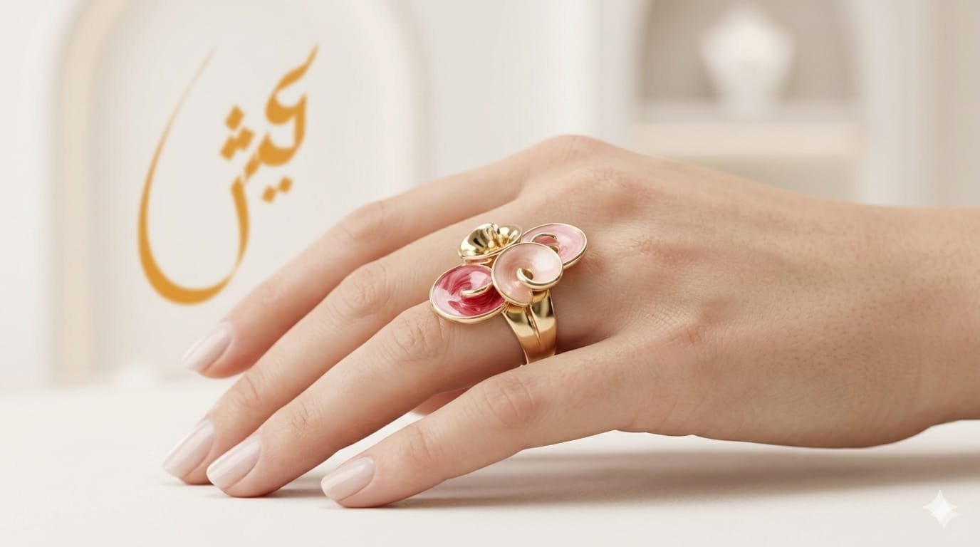 Golden Pastel Pink Whirlpool Ring