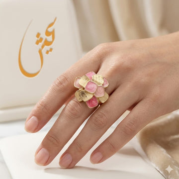 Golden Pastel Pink Flower Ring