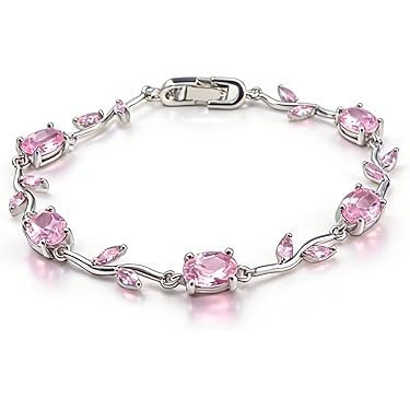 Silver Pink Zircon Tulip Bracelet