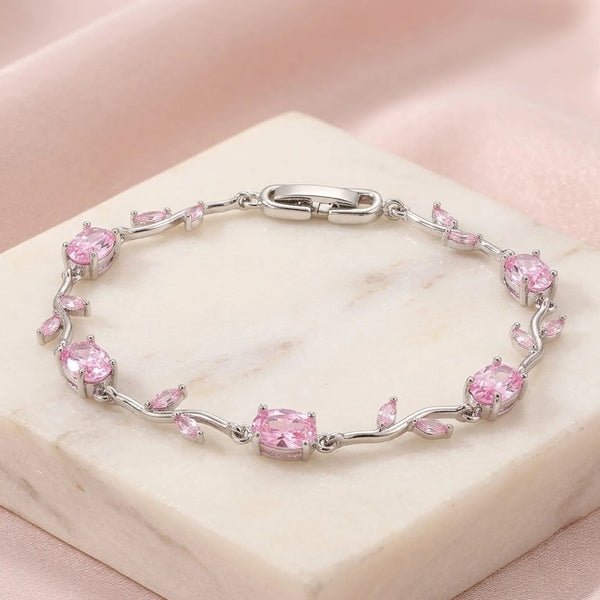 Silver Pink Zircon Tulip Bracelet