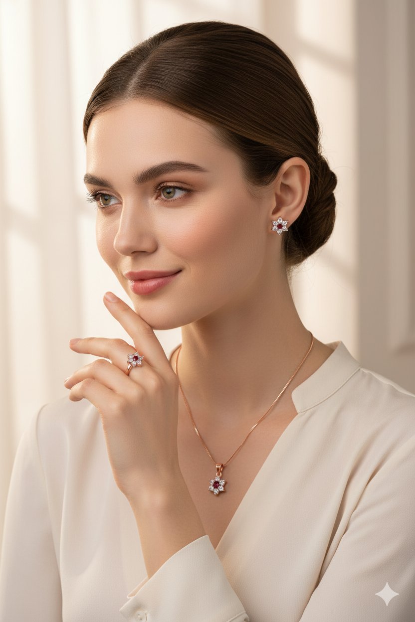 Floral Crystal Jewelry Sets