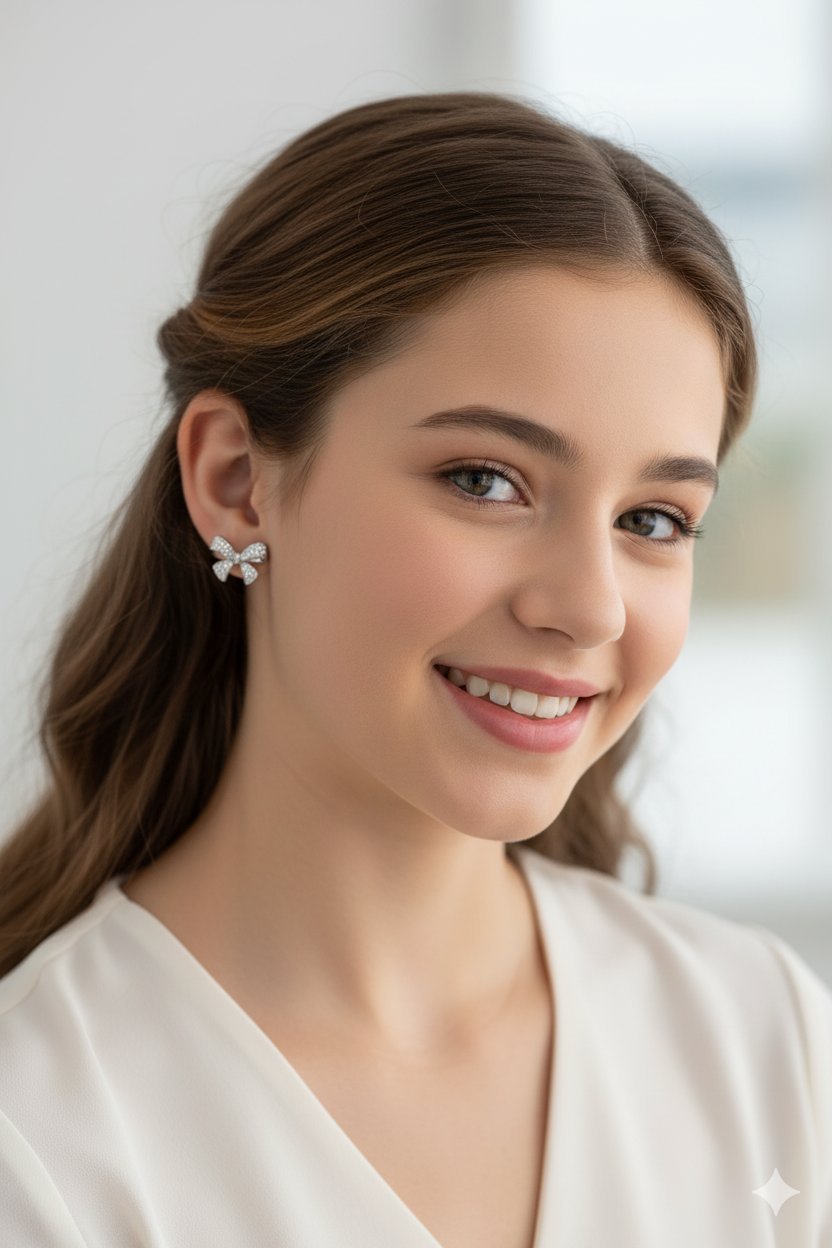 Sterling Silver Bow Stud Earrings