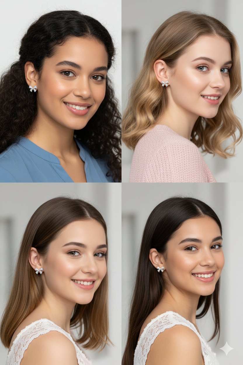Sterling Silver Bow Stud Earrings