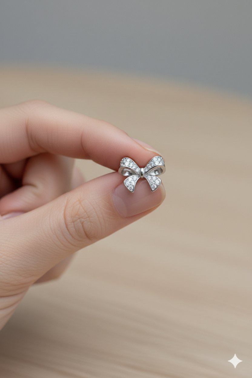 Sterling Silver Bow Stud Earrings
