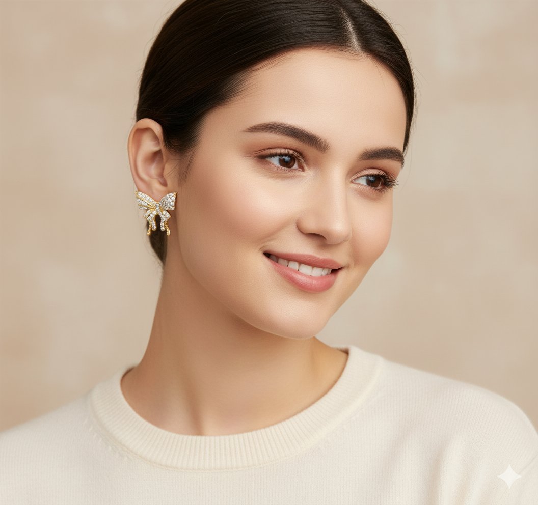 Sparkling Butterfly Stud Earrings