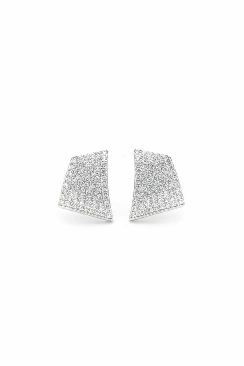 Golden and Silver Pave Trapezoid S925 Stud Earrings