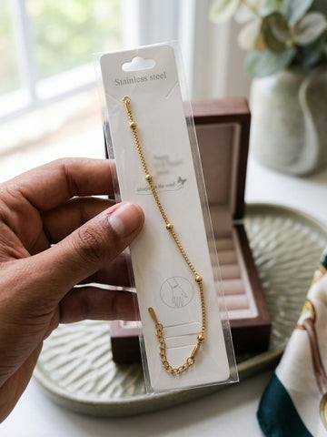 Gold Beaded Chain Bracelet