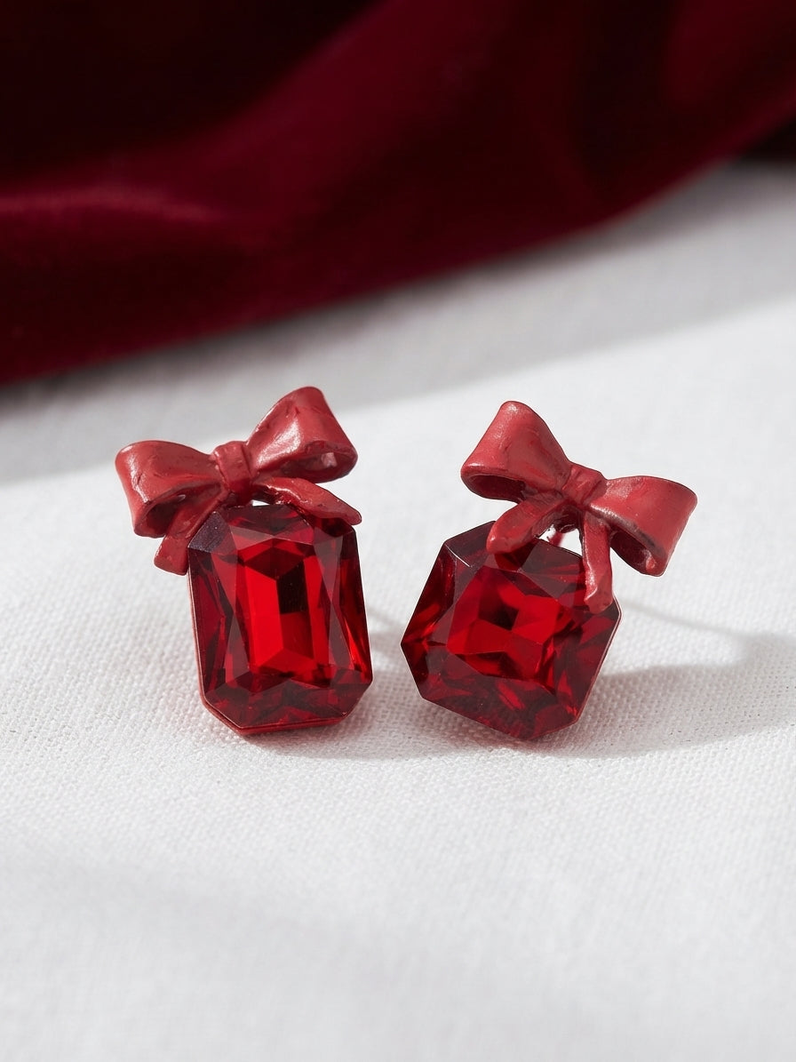 Cute Bow Crystal Statement Earrings