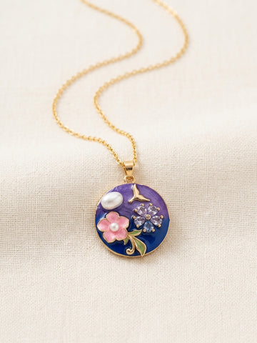 Floral Pearl Pendant Necklace