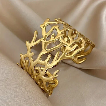 Golden Abstract Statement Cuff Bangle