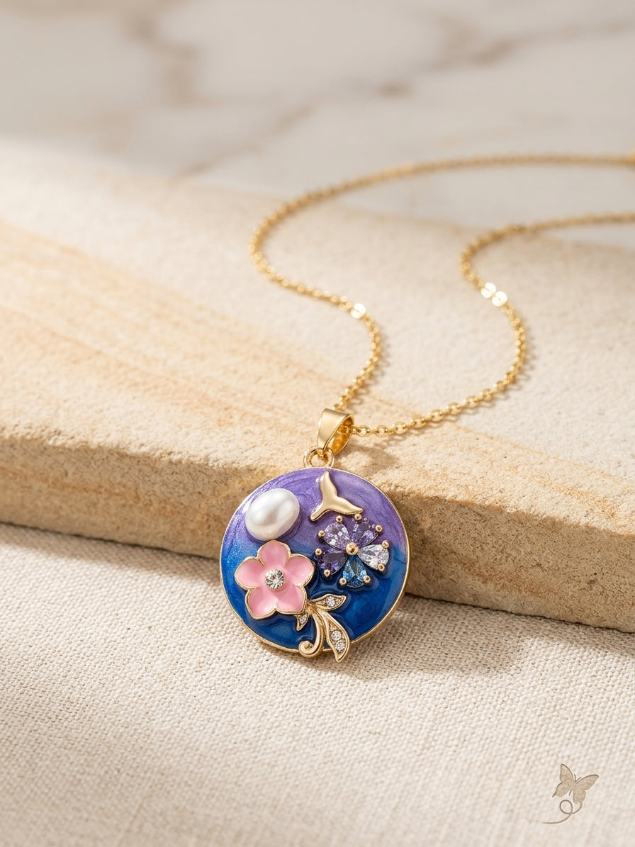 Floral Pearl Pendant Necklace