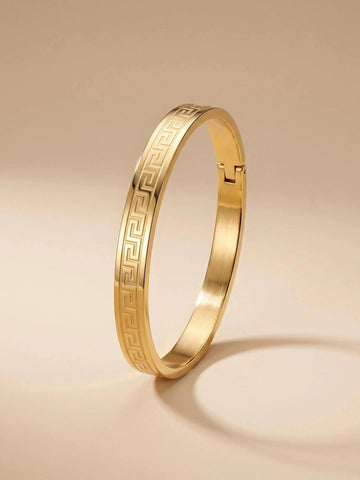 Gold Greek Key Pattern Bangle