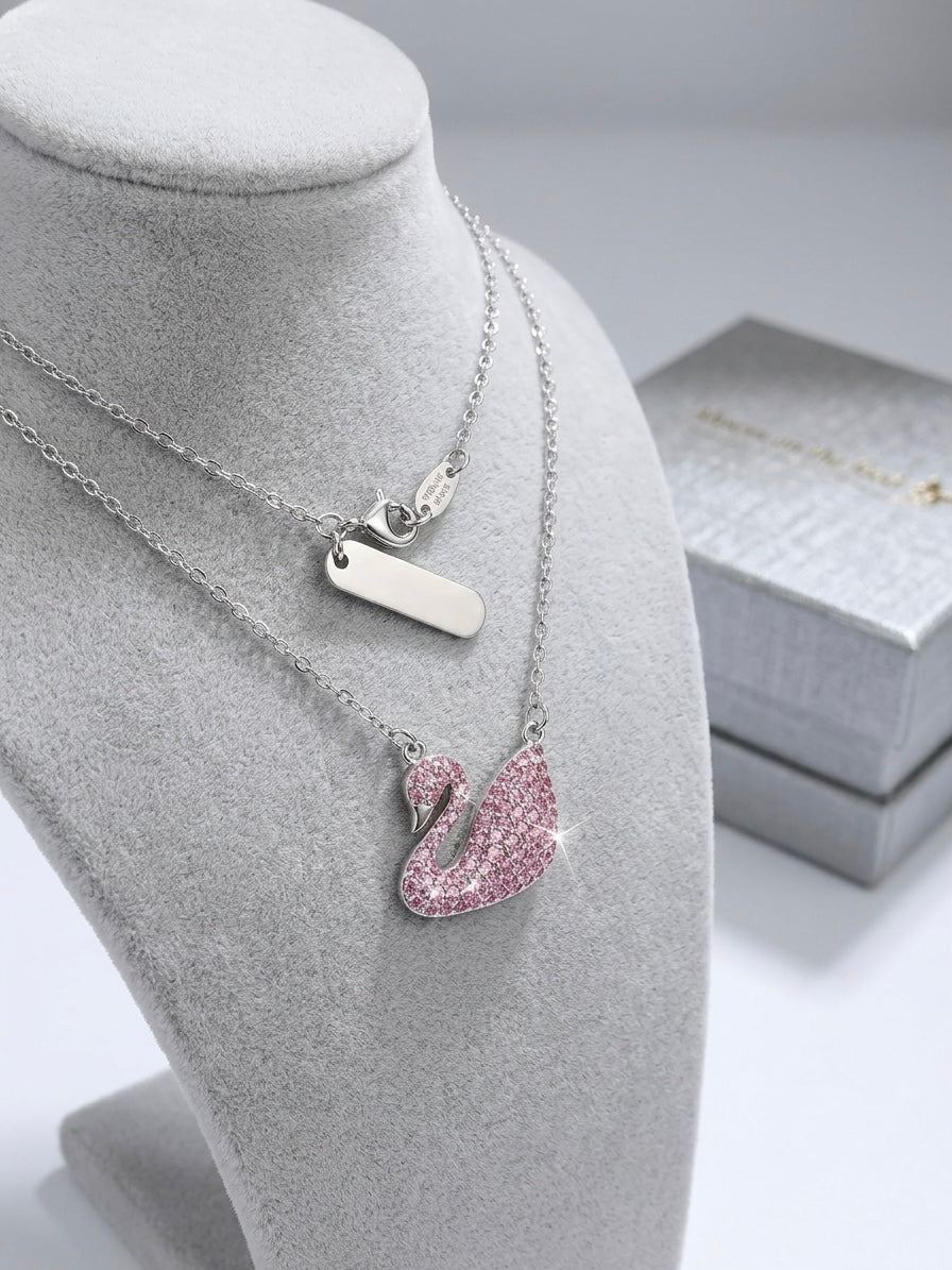 Blush Swan Sparkle Necklace