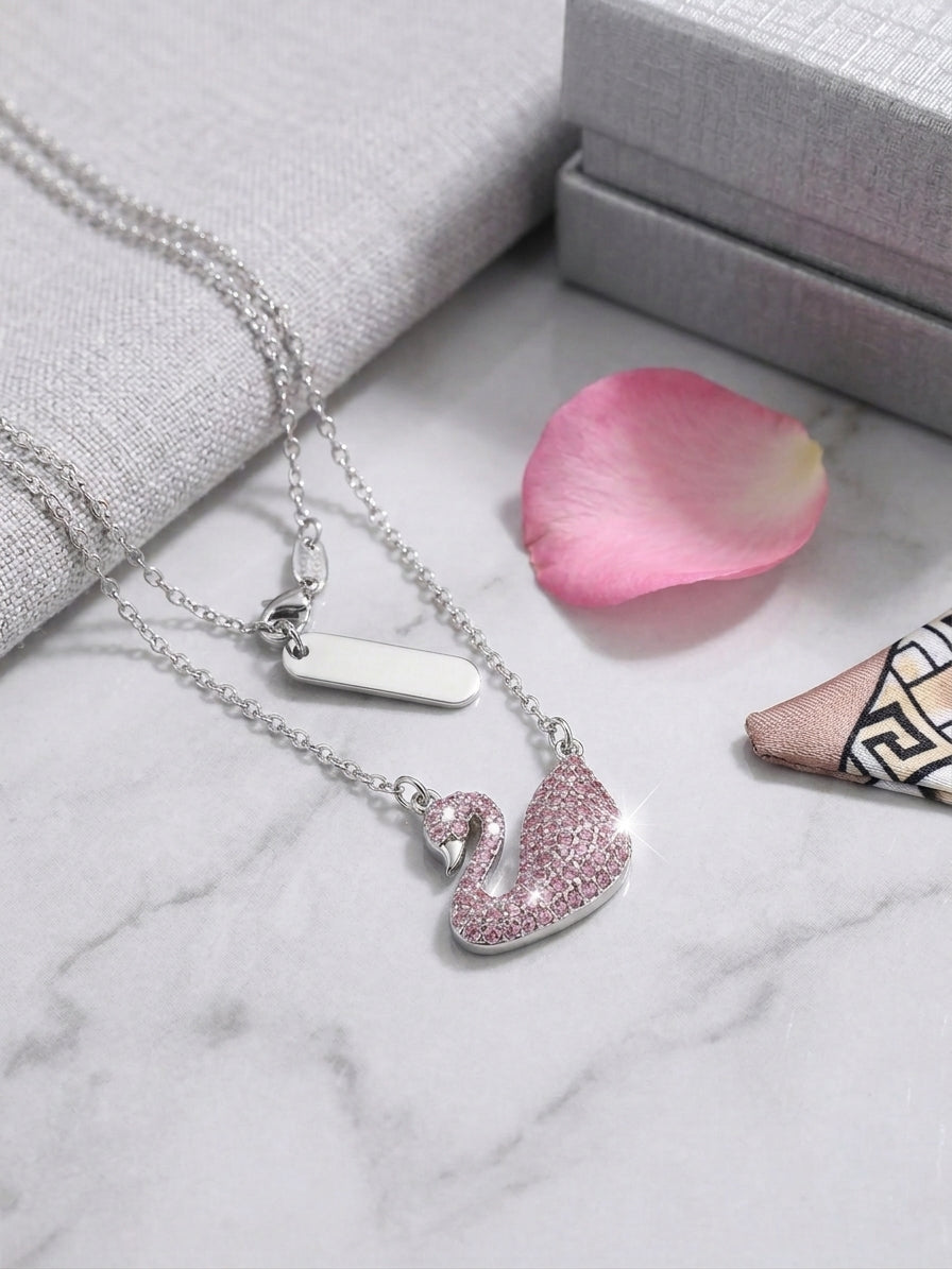 Blush Swan Sparkle Necklace