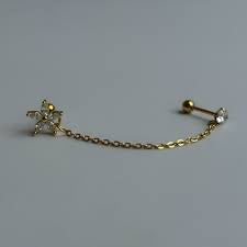 Crystal Flower Chain Stud Earring