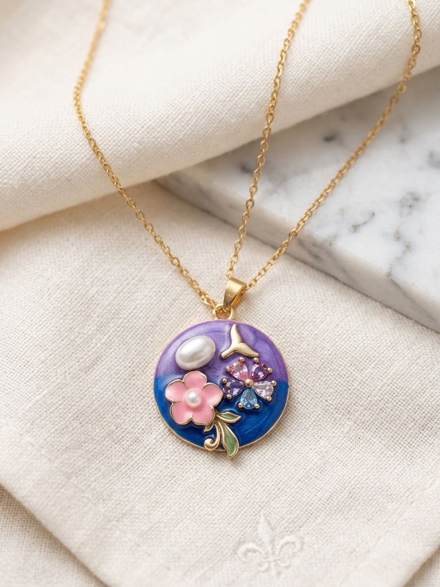 Floral Pearl Pendant Necklace