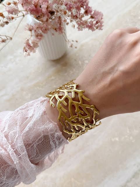 Golden Abstract Statement Cuff Bangle