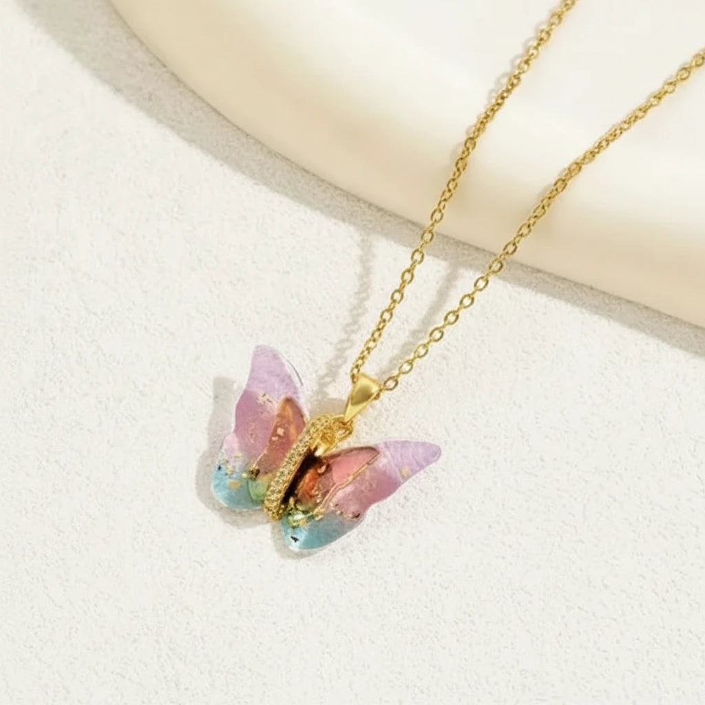 Colorful Butterfly Pendant Necklace