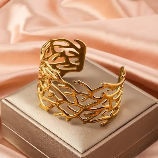 Golden Abstract Statement Cuff Bangle