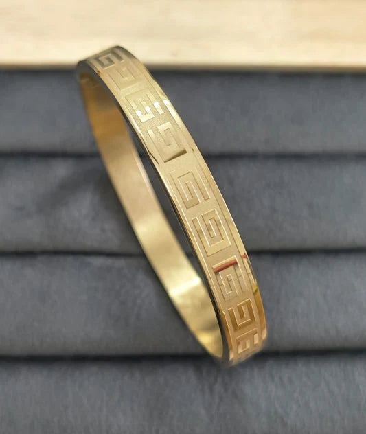 Gold Greek Key Pattern Bangle