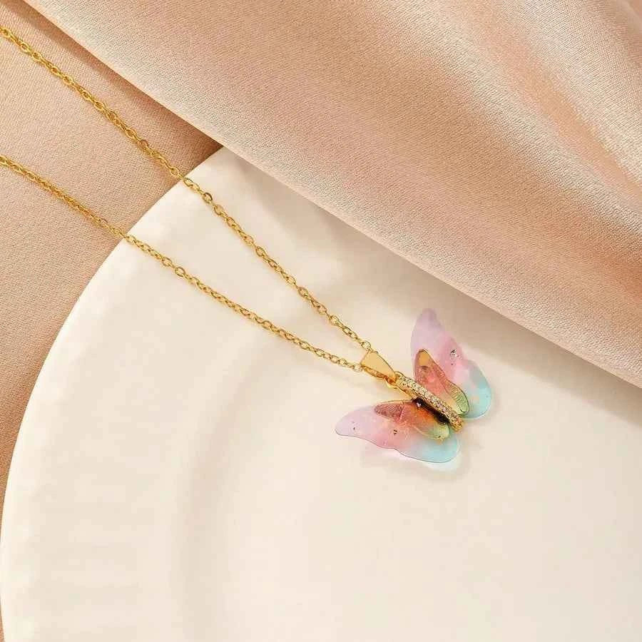 Colorful Butterfly Pendant Necklace