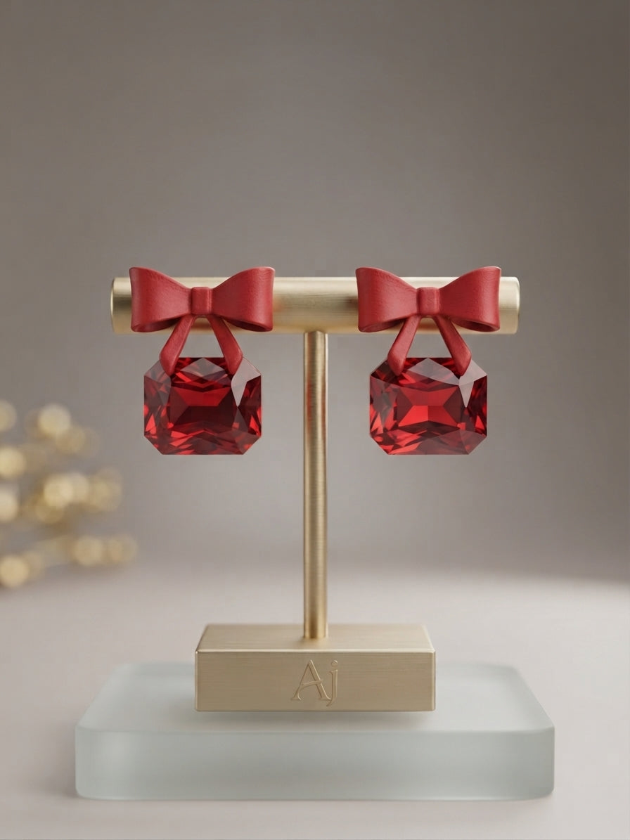 Cute Bow Crystal Statement Earrings