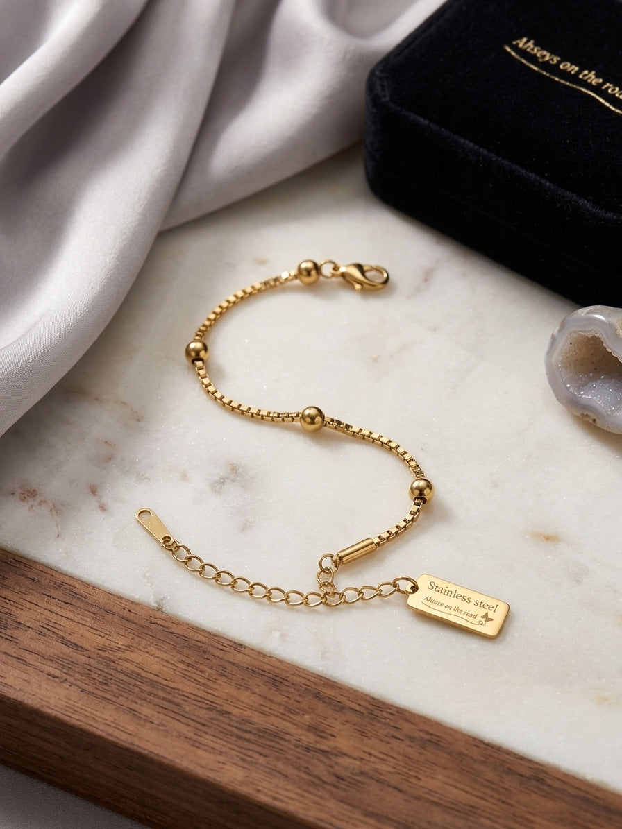 Gold Beaded Chain Bracelet