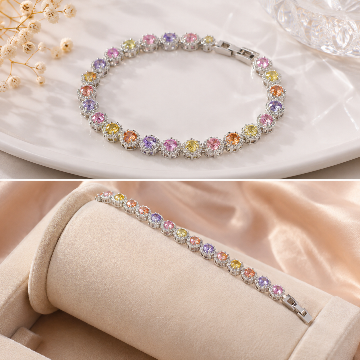 Multicolor Crystal Tennis Bracelet