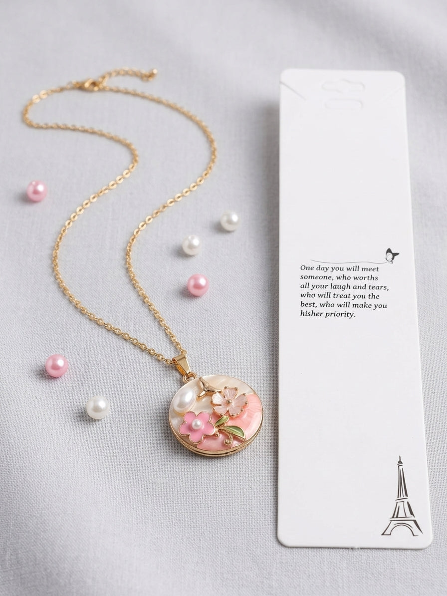 Floral Pearl Pendant Necklace