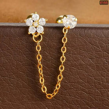 Crystal Flower Chain Stud Earring
