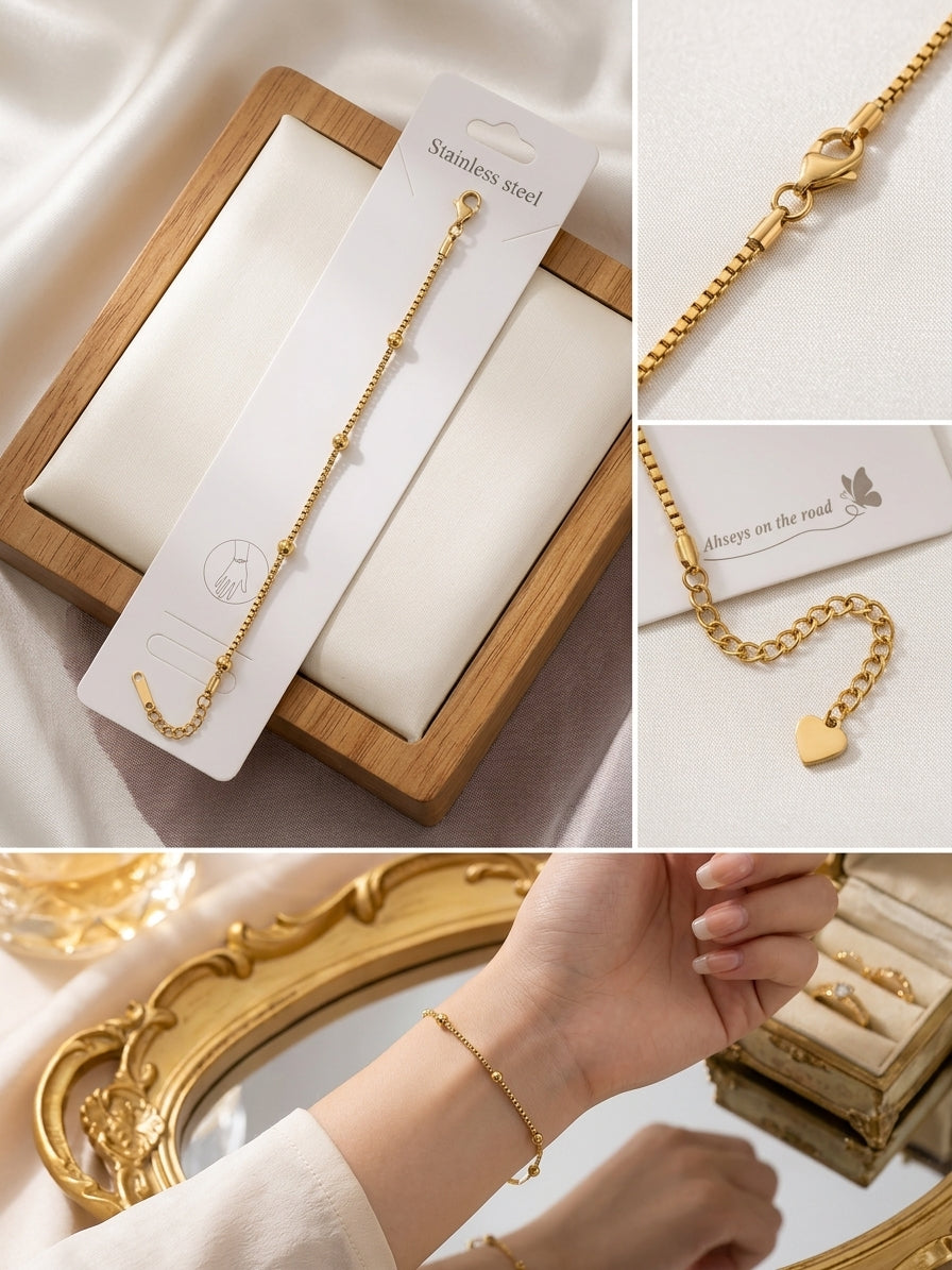 Gold Beaded Chain Bracelet