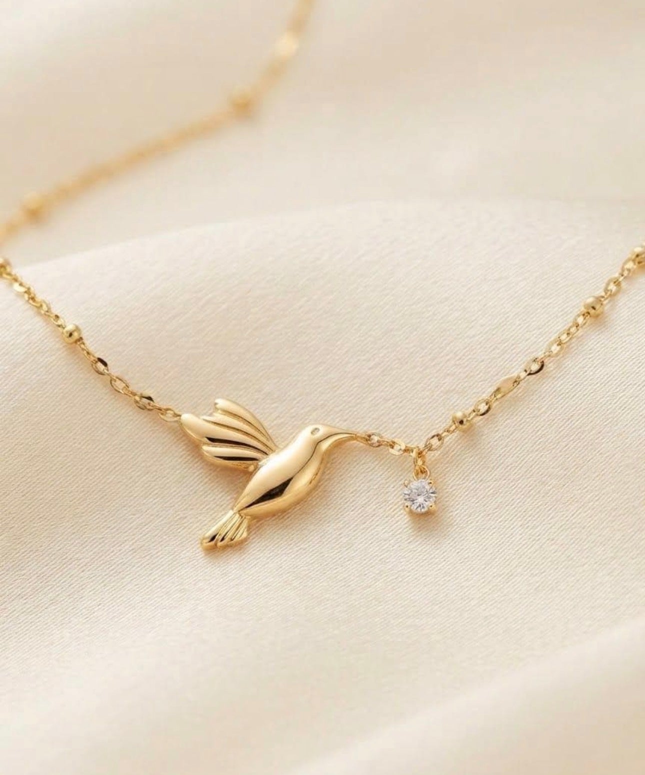 Hummingbird with Crystal Drop Bracelet
