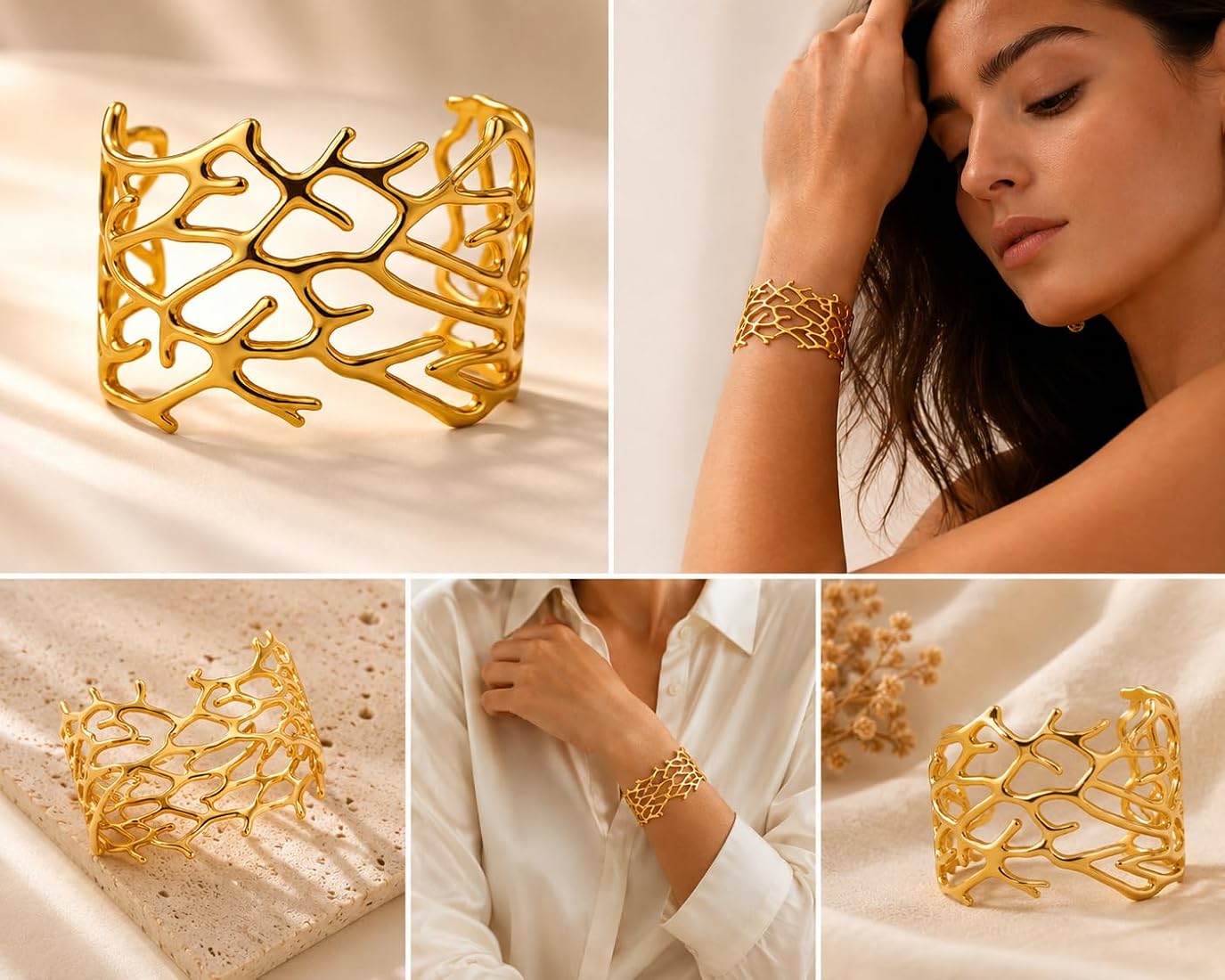 Golden Abstract Statement Cuff Bangle