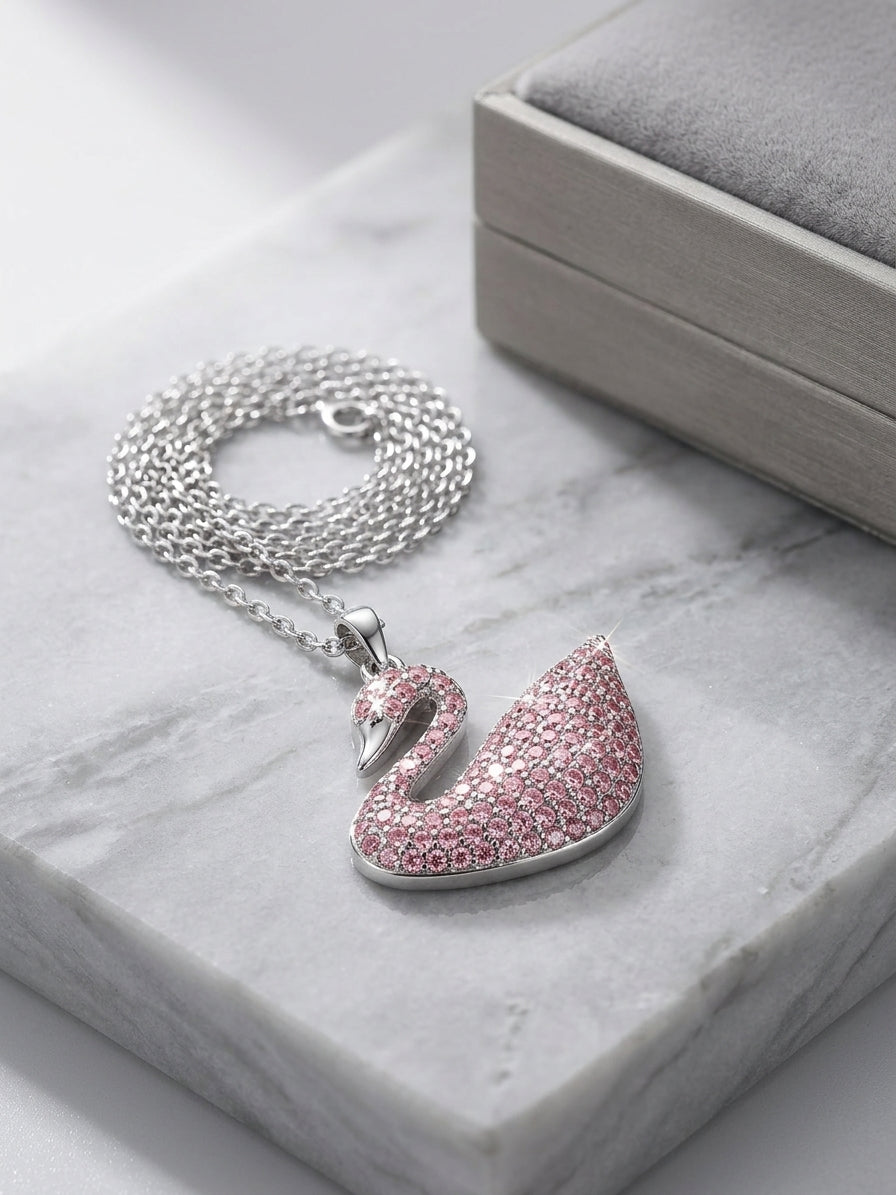 Blush Swan Sparkle Necklace