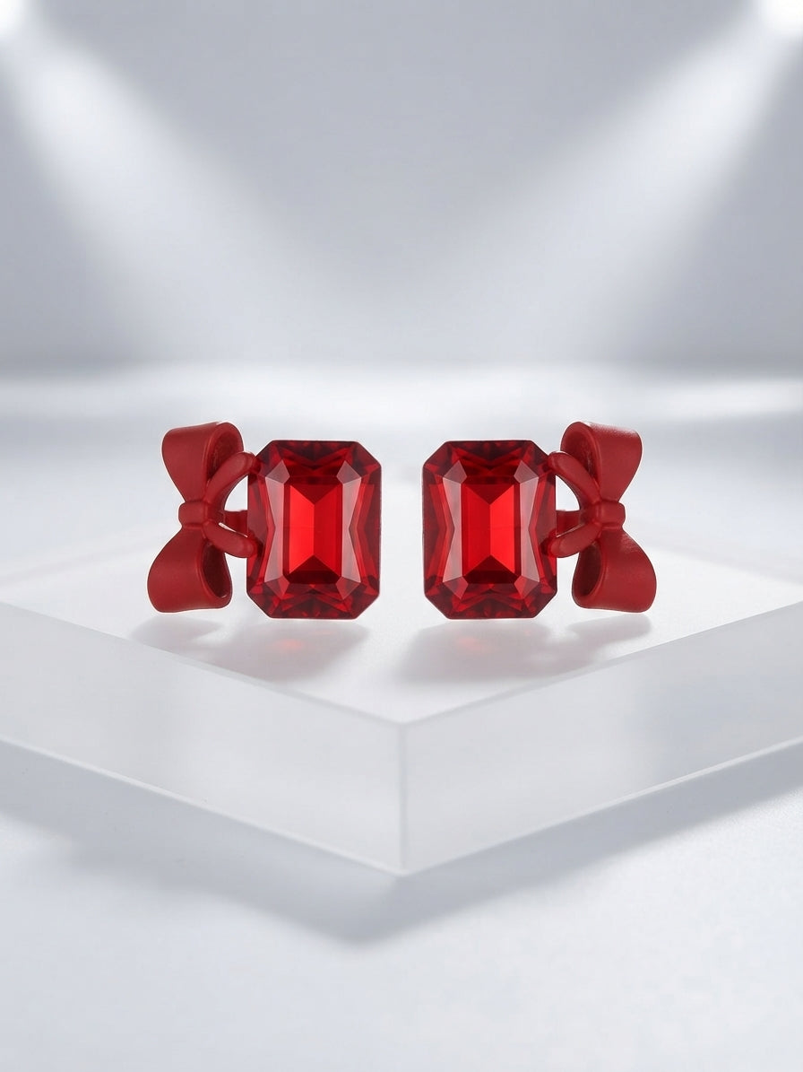 Cute Bow Crystal Statement Earrings