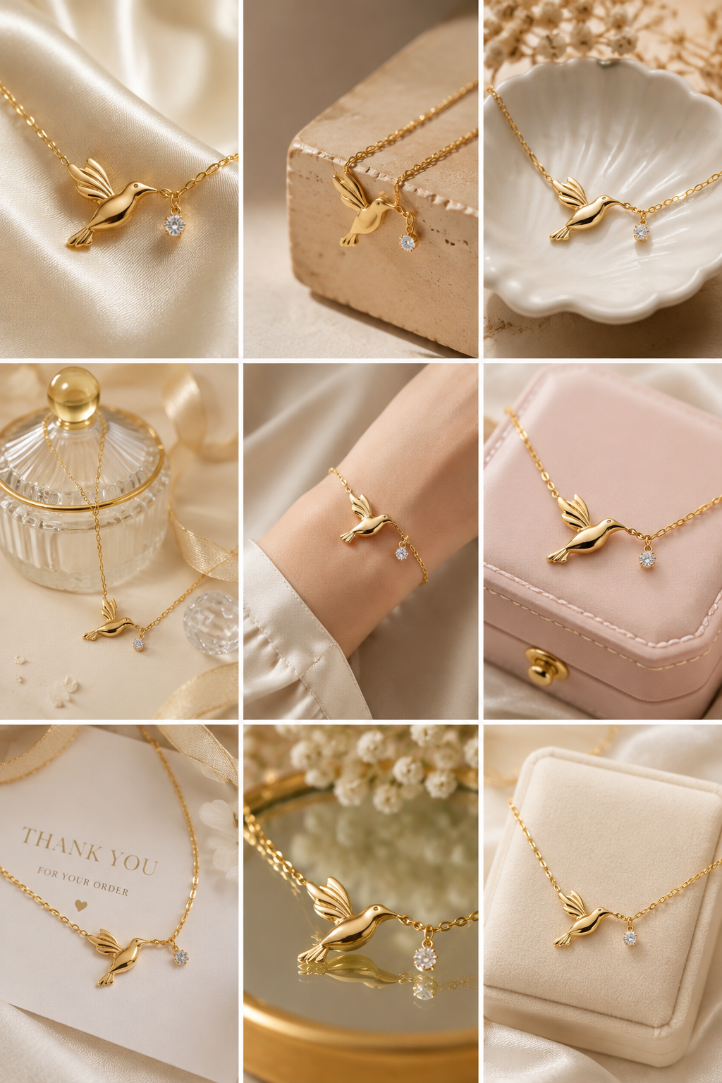 Hummingbird with Crystal Drop Bracelet