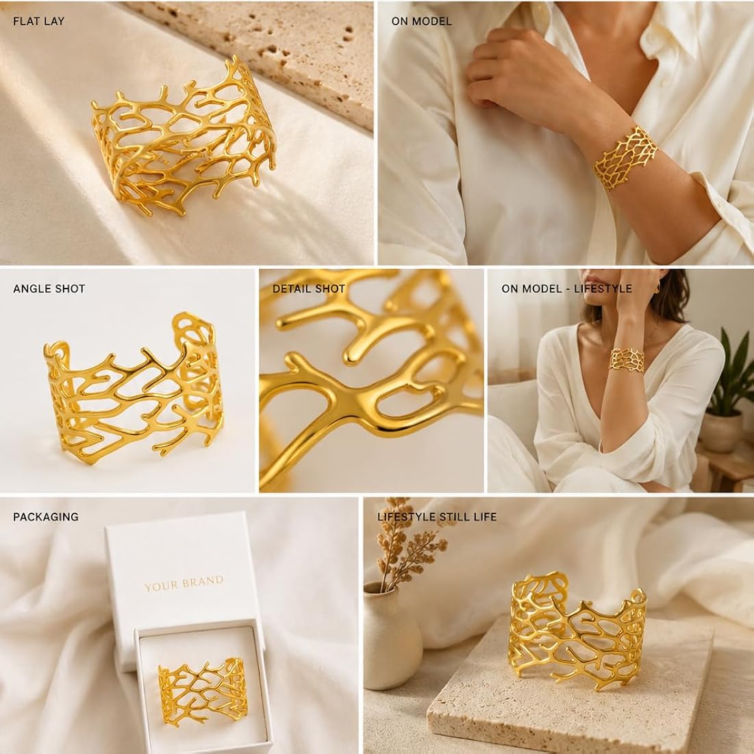 Golden Abstract Statement Cuff Bangle