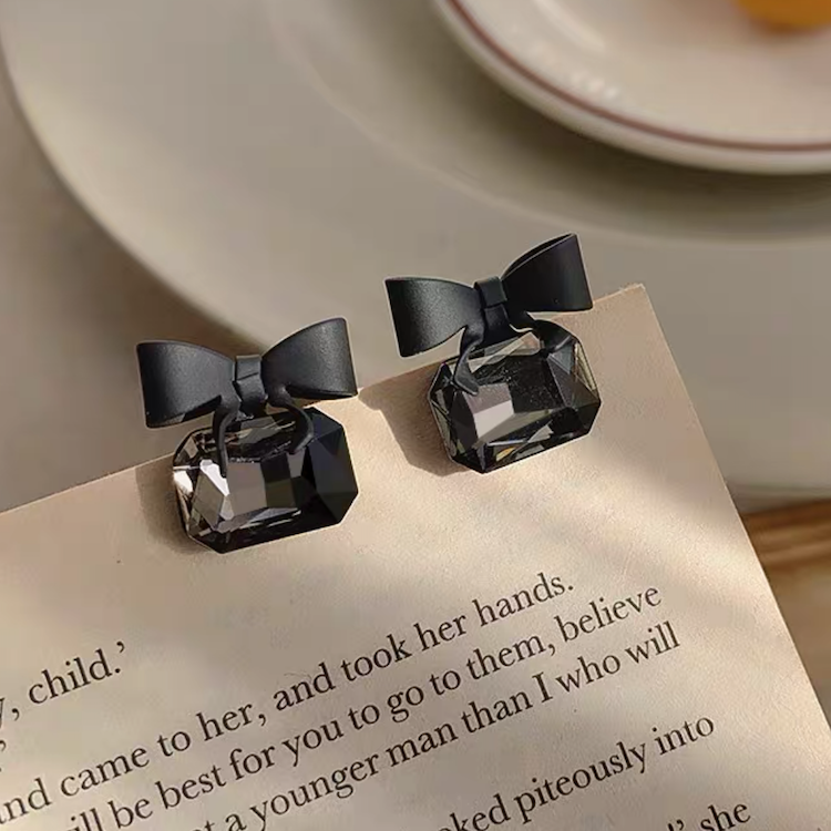 Cute Bow Crystal Statement Earrings