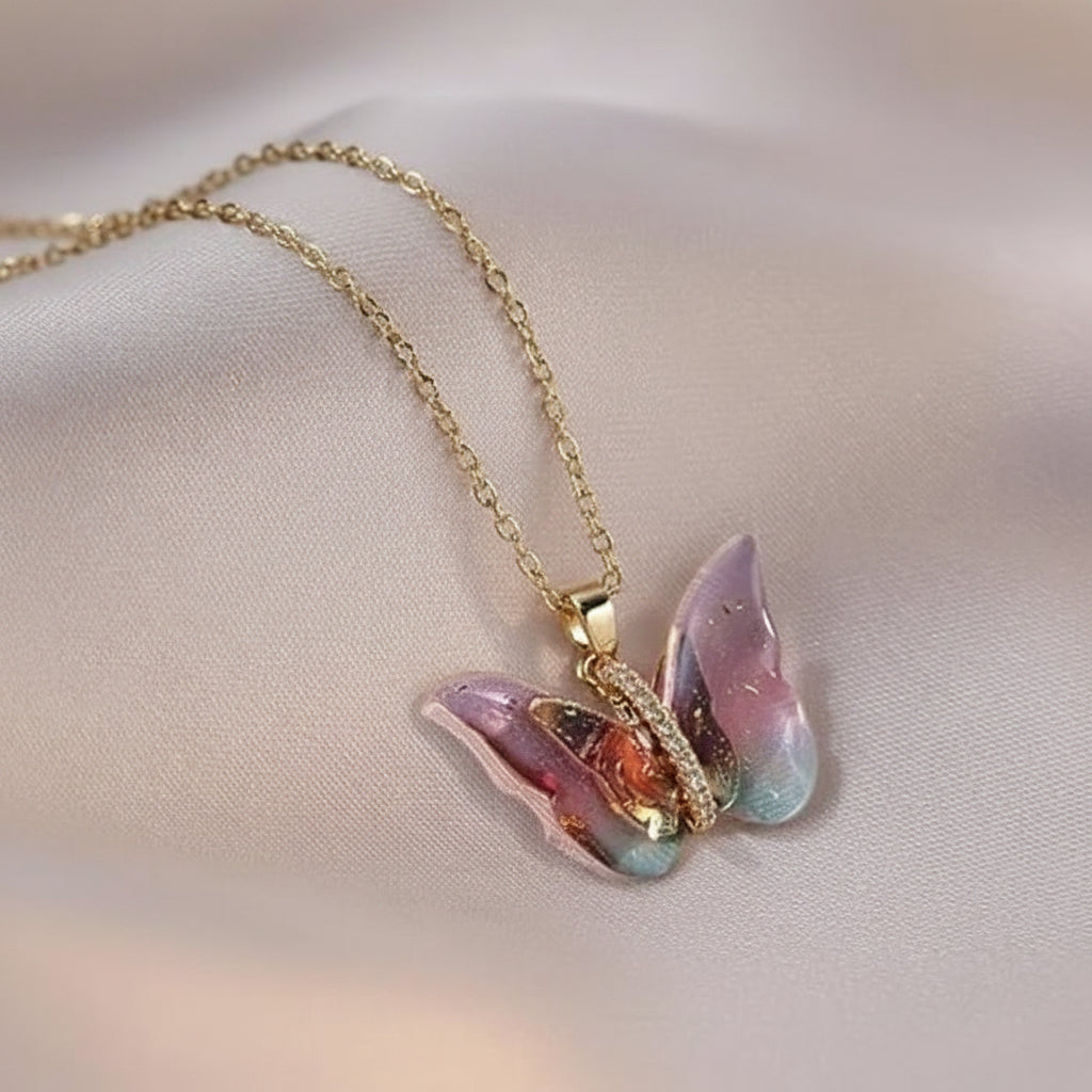 Colorful Butterfly Pendant Necklace